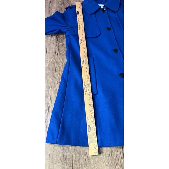 Calvin Klein Wool Blend Trench Pea Coat Women's Size 8 Cobalt Blue - Picture 13 of 16